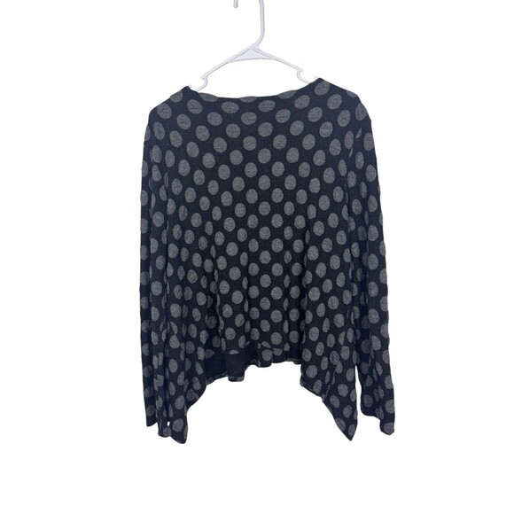 Lisa Bayne Black Polka Dot Asymmetric Hem Cardigan Sweater Size Small - Picture 2 of 7